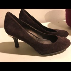 Brown suede heels